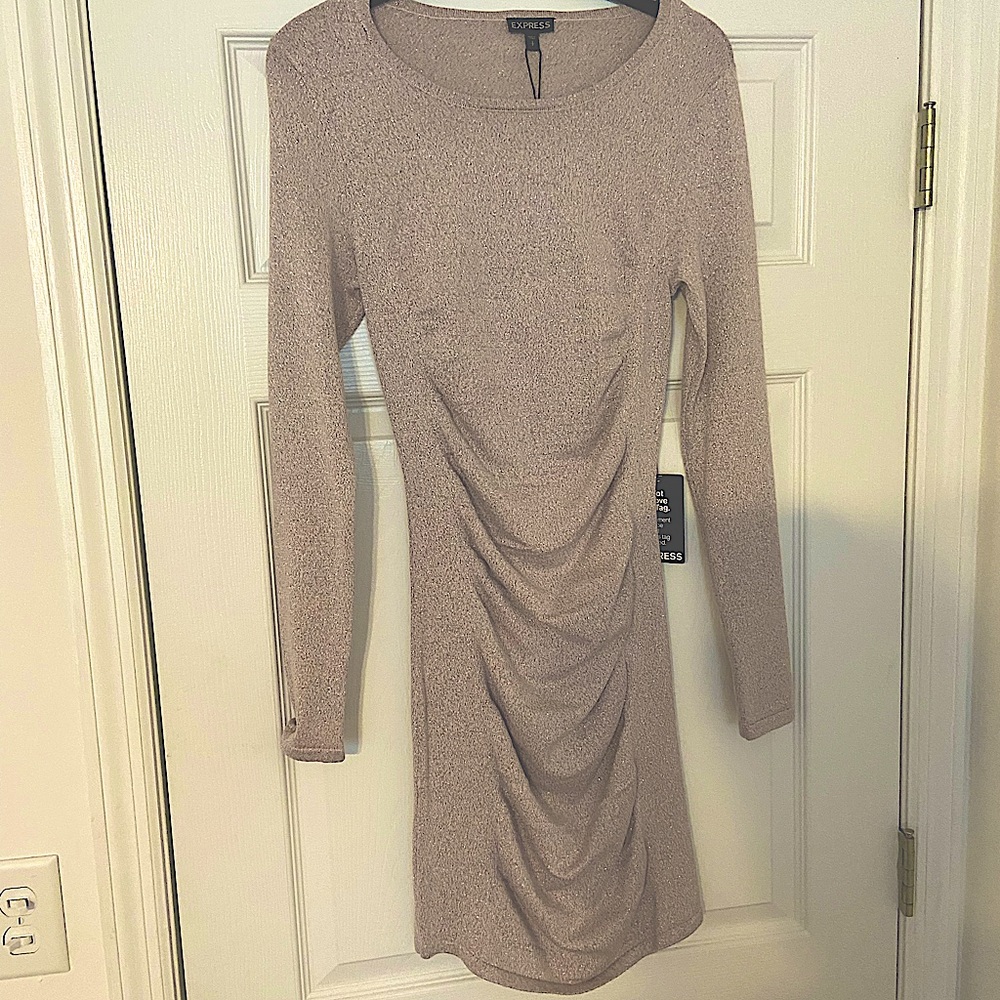 BNNW EXPRESS LONG SLEEVE RUSCH SWEATER DRESS